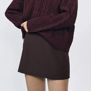 Zara Seamed Mini Skirt in Chocolate Brown - S